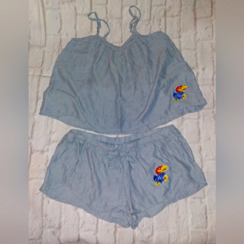 Kansas Jayhawks shortie pj set, size L